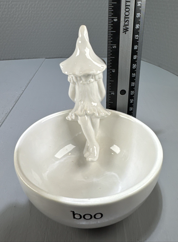 Mud Pie White Witch Bowl BOO Decor Trinket Candy Dip Halloween - Picture 8 of 9