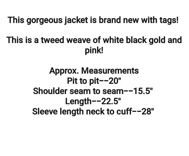 Anne Klein Blazer 12 Jacket Open Front Ballet Tweed Weave NWT - Image 2 of 4