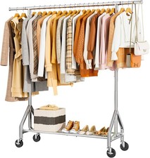Heavy Duty Clothes Rack Load 450 LBS Metal Garment Rack Standing Rolling