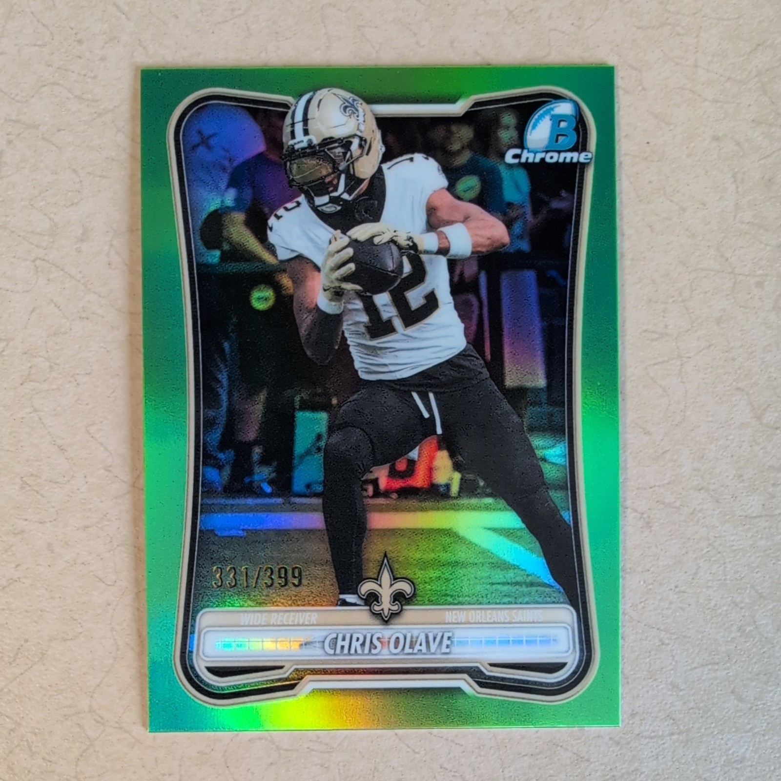 2026 Bowman Chrome Chris Olave #BCV-75 Neon Green Refractor /399 Saints