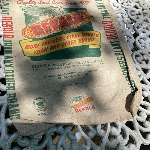 VTG FABRIC SEED FEED SACK BAG DEKALD QUALITY HYBRIDS WINGED CORN W/TAGS 1958 - Picture 4 of 12