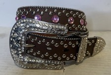Blazin Roxx Pink RHINESTONE Western Belt Studs GENUINE LEATHER N3511244 SMALL