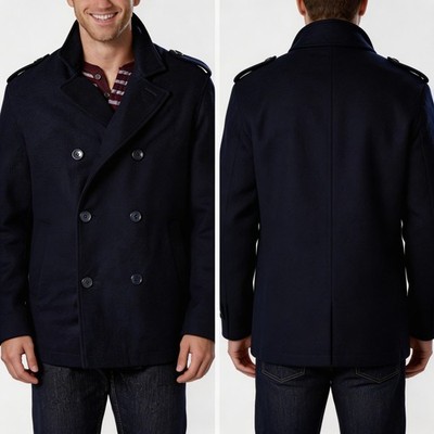 Structure Heavy Weight Pea Coat Navy