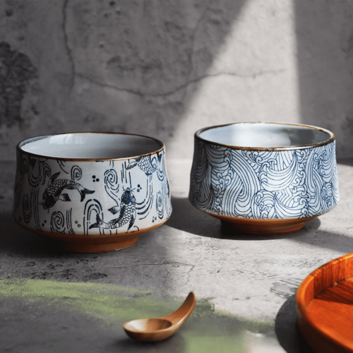 Tazón Matcha Japonés Chawan | Pez Koi de Cerámica Hecho a Mano y Diseño de Gran Ola - Imagen 6 de 6