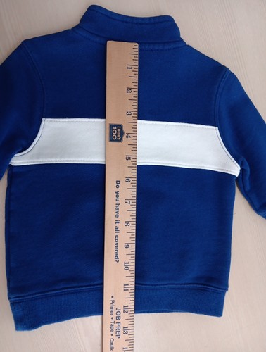 Janie & Jack Pullover Size 3-6 Months Blue White Snap Front Kangaroo Pocket EUC - Picture 6 of 6