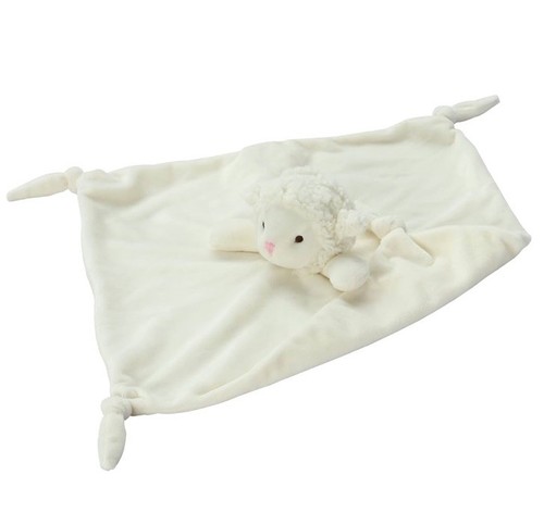 Crevent Cozy Lamb Lovey Plush Baby Security Blanket Knotted Corners Ivory Cream - Picture 2 of 9