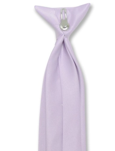 Vesuvio Napoli Boys CLIP-ON NeckTie Solid Lavender Purple Color Youth Neck Tie - Picture 3 of 3