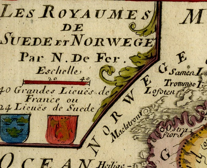 Antique Map-Scandinavian region-Norway-Finland-Sweden-North Cape-De Fer-1721 - Image 4 of 4