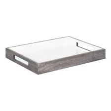 Ehrens Modern Wooden Tray, 13 x 17, Gray and White, Sophisticated Accent Tray...