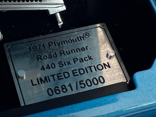 1/24 FRANKLIN MINT 1971 Plymouth Road Runner 440 6 Pack Blue *NO BOX - Picture 12 of 12