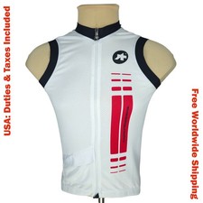 Assos Womens White/Red NS Superleggra Sleeveless Cycling Bike Jersey Vest Size M