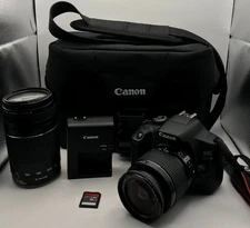 Canon EOS Rebel T7 DSLR Camera EF18-55mm + EF 75-300mm Lens, Bag, Batt & Charger