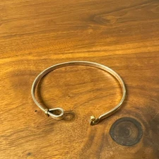 TIFFANY & Co. Bracelet Hook & Eye Bangle Silver 18K Yellow Gold Accessory USED