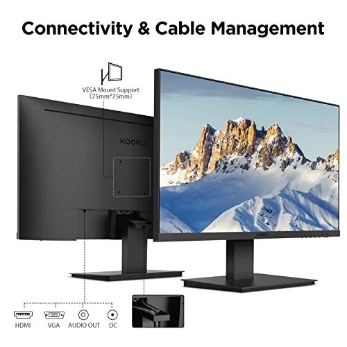 KOORUI Écran PC 27 Pouces Full HD (1920 x 1080), IPS, 16:9, 75Hz, 5ms, VGA et HD - Photo 3/4