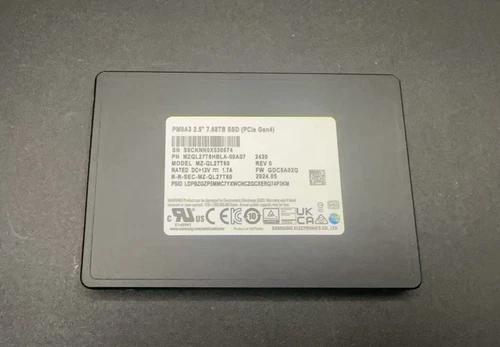 MZ-QL27T60 Samsung 7.68TB PM9A3 PCIe Gen4 MZQL27T6HBLA-00A07*^* 0 day 0 Hrs*^*