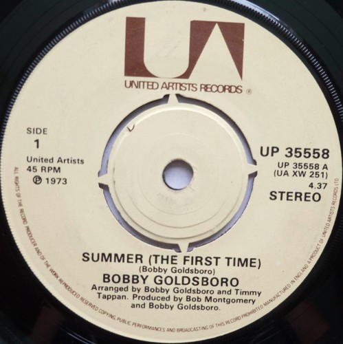 Bobby Goldsboro Summer The First Time 7" Liberty UP35558 VG+ 1973 Summer The Fir - Imagen 2 de 7