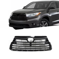  Gloss Black Front Grille Compatible with Toyota Highlander 2014 2015 Models