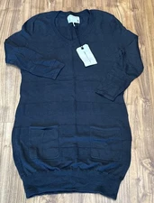 Rag & Bone Black Cotton Blend Ribbed Neck Sheath Dress S Casual Chic NWT NEW