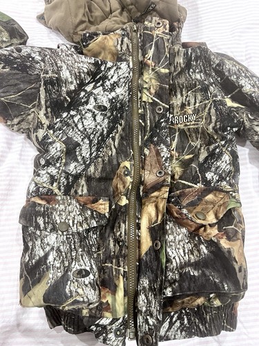 Rocky Youth Brown Camo Detachable Hooded Full Zip Up Fleece Jacket Size M - Foto 4 di 10