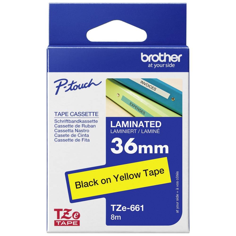 Cassette Brother TZe-661 ruban 36 mm jaune noir TZ-661 pour P-Touch PT