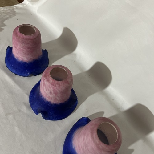 3x Vintage rosa/blau blickdichte Glas Decken-/Pendelleuchte/Lampen Lampenschirme - Bild 3 von 4