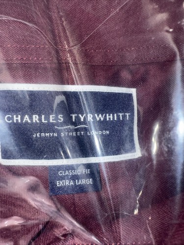Twill di cotone spazzolato rosso scuro Charles Tyrwhitt vestibilità classica.  Extra Large - Foto 3 di 3