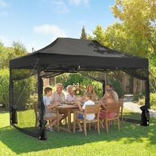 3 x 4.5 m Pop Up Gazebo with Mesh Nettings, UPF50+ Heavy Duty Garden Party Tent
