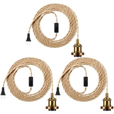 Kanayu 3 Pcs 15.4 ft/ 4.7 m Pendant Light Cord Kit Industrial Vintage Chandel...