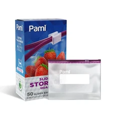 PAMI Thick Leakproof Reusable Slider Zipper Food Storage Bags for Pantry and ...