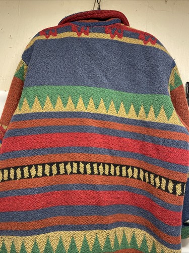 Vtg Roper Rodeo Blue Blanket Wool Aztec Southwestern Navajo Jacket Long X Large - Picture 12 of 18