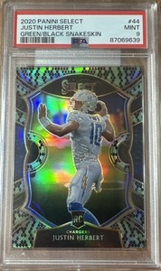 2020 Select Justin Herbert Green/Black Snakeskin #44 Rookie #1/2 PSA 9 Mint RC!