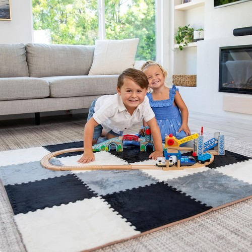 16 Piece Carpet Squares Puzzle Mat 49" x 49" Plush Interlocking Carpet Tiles,... - Picture 3 of 9