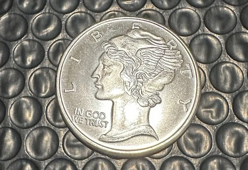 1 oz .999 Fine Silver Round Mercury Dime Design