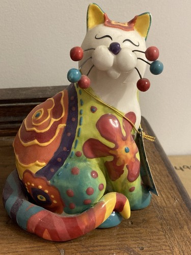 Whimsiclay Fancy Felines By Amy Lacombe Cat Figure Samantha - Picture 2 of 5