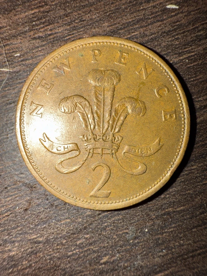 Moneda de 2 peniques 1975 nueva reina Isabel II D.G. REG. F.D. Moneda de bronce RARA Foto 2 de 4