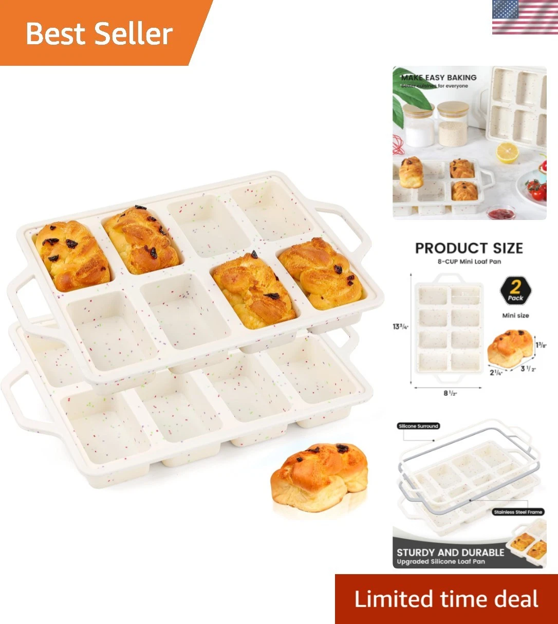 Sturdy Cream Mini Loaf Pans - Non-Stick, Dishwasher Safe, Perfect for Gifts