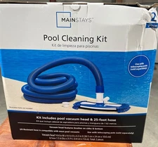 Mainstays 2PC Pool Cleaning Kit,UV resistant, vacuum head and 25 Ft Hose