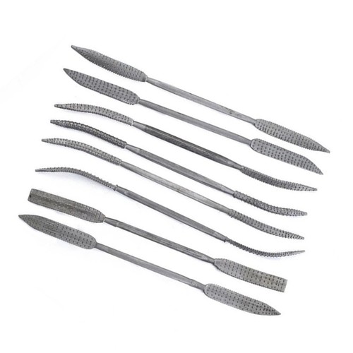 Stahlgriff für Holzschnitzfeilen Set 8tlg doppelseitig grobe Riffelfeilen - Bild 1 von 12