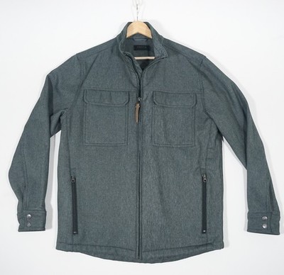 Men's Dakota Grizzly Full Zip Heathered Gray Fleece Lined Softshell Jacket LARGE