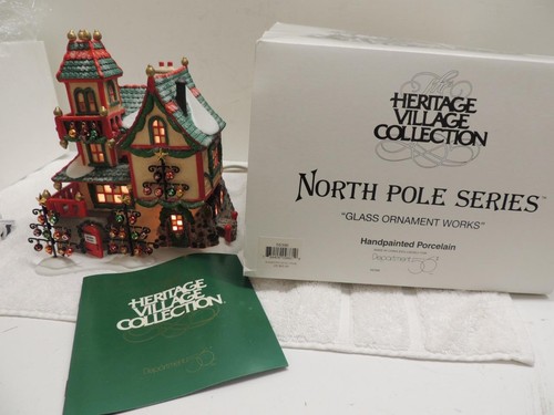 Dept. 56 North Pole Series GLASS ORNAMENTS WORKS w/ Box & Light 56396 - Picture 1 of 10