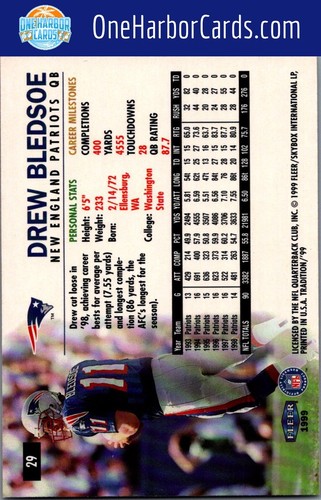 1999 Fleer Tradition New England Patriots #29 Drew Bledsoe - Bild 2 von 2