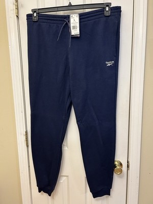 NWT Reebok Fleece Jogger Men's Size Large Navy Blue Pockets Logo Training Pants