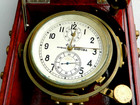 V   RARE  Antique 2 Day Russian Mahogany Boxed  Single Fusee Marine Chronometer