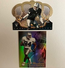 CHARLES WOODSON 1998 ROOKIE CARD LOT x2 PACIFIC CROWN ROYALE + FLAIR SHOWCASE