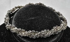 Estate Sterling silver made in Mexico solid twist Ball bar unisex bracelet 7" Ln