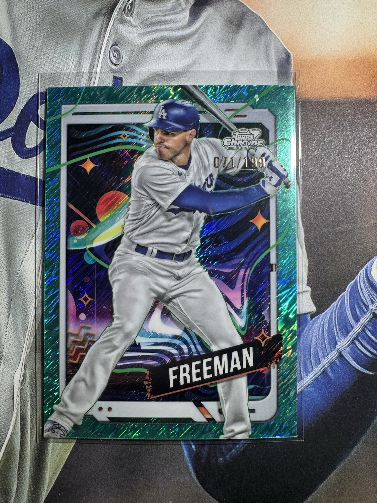 2024 Topps Cosmic Chrome - Freddie Freeman #66 Aqua Equinox Refractor /199