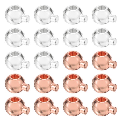 60 Pcs Crimp Beads for Jewelry Making, 3.5mm Spacer Bead Cover, Rose Gold/Silver - Bild 1 von 7
