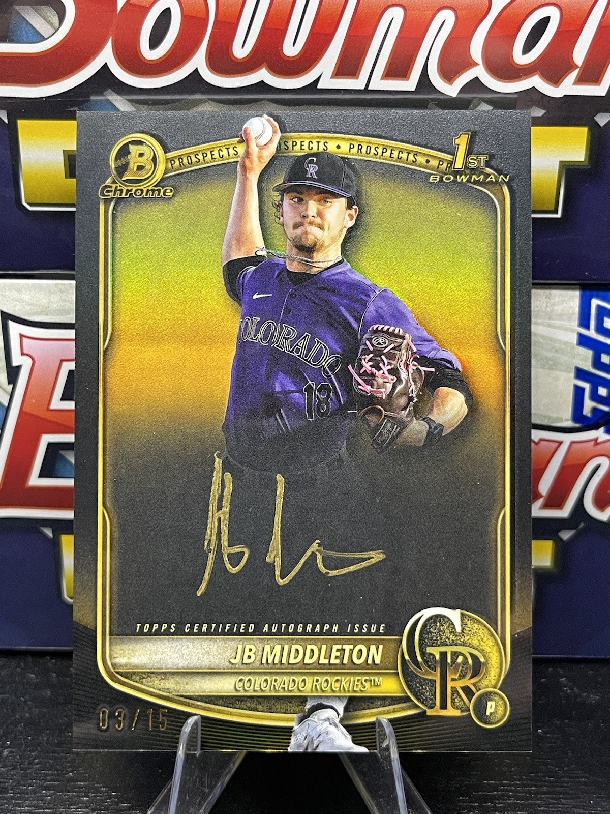 2025 Bowman Draft JB Middleton 1st Chrome Prospect Gold Ink Refractor Auto /15