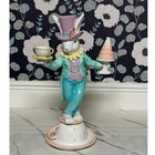 New 15" Cottontail Lane Mad Hatter Easter Rabbit Tea Cup Macaroon Tree Figurine