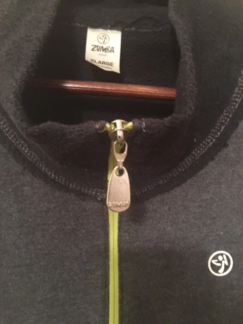 Chaleco Zumba Gris con Cremallera, Logo Tejido Ropa Activa con Acentos Verdes Vibrantes X Grande Foto 2 de 4